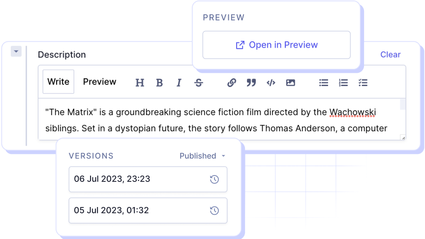 Rich capabilities to edit content in Hygraph