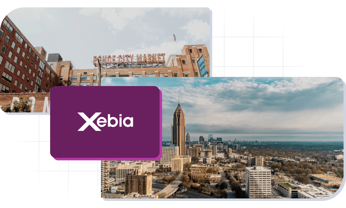 Two images of Atlanta and the Xebia logo