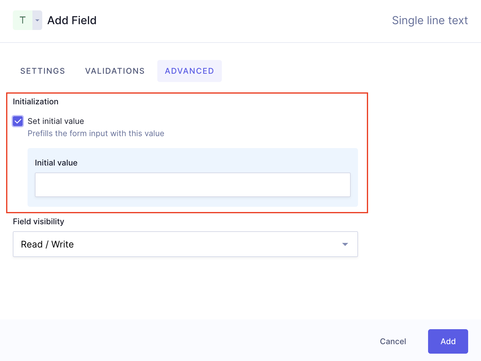 Set initial value