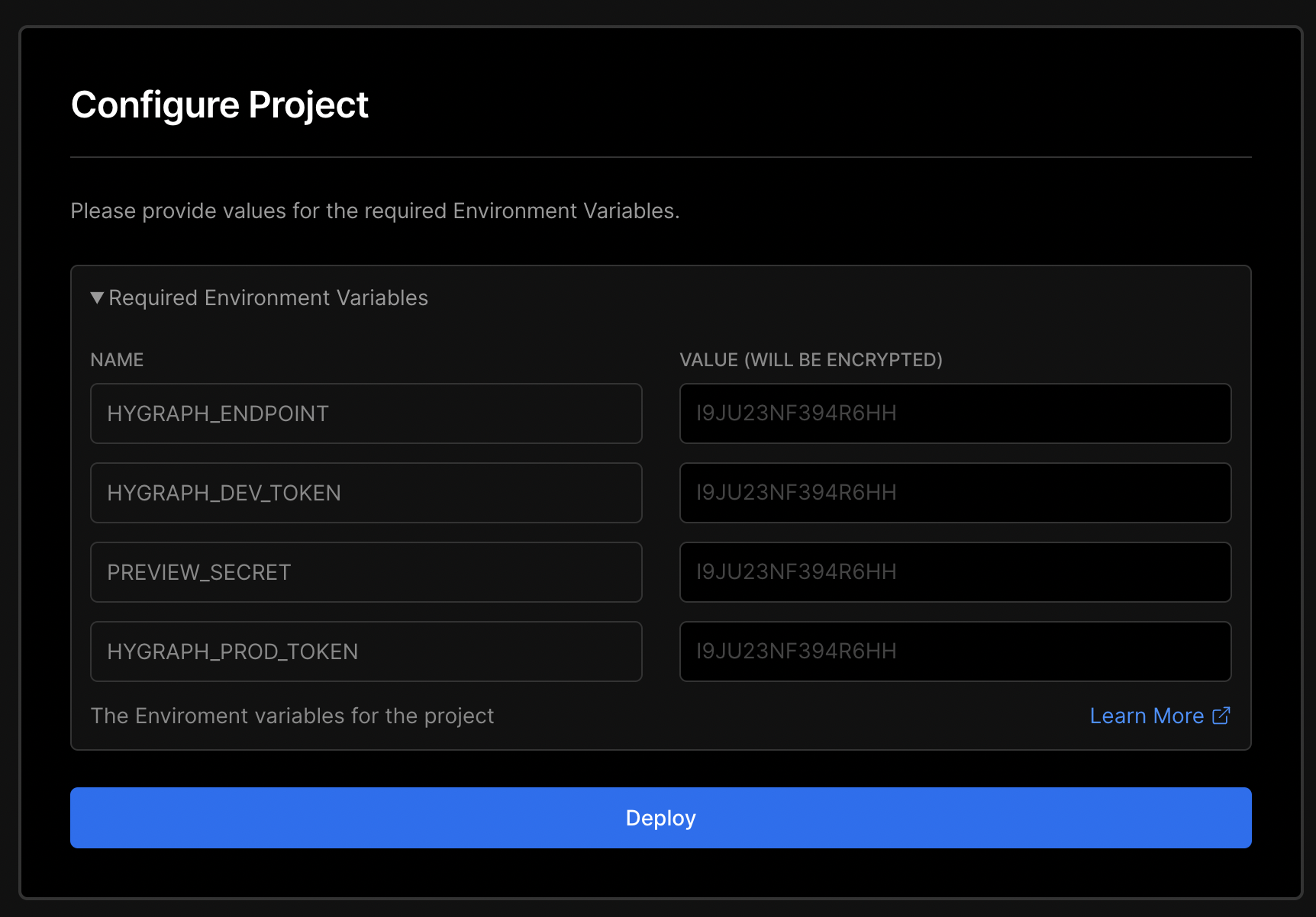 Configure your Vercel Project