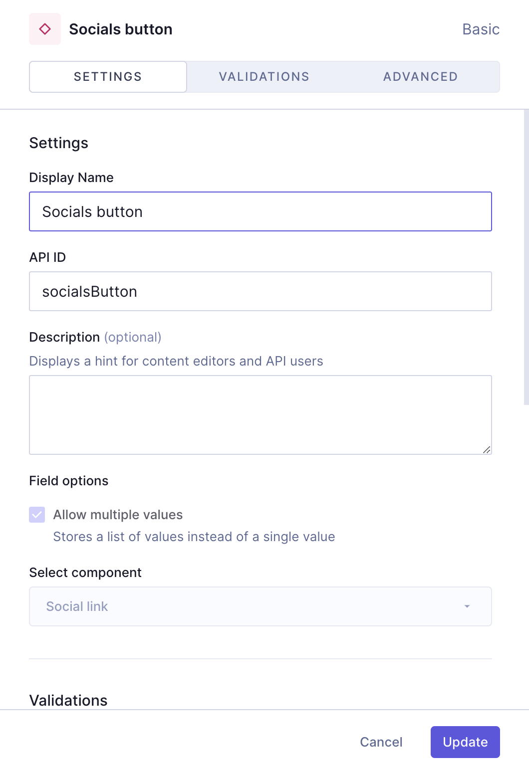 CTA component with socials - Nested link component