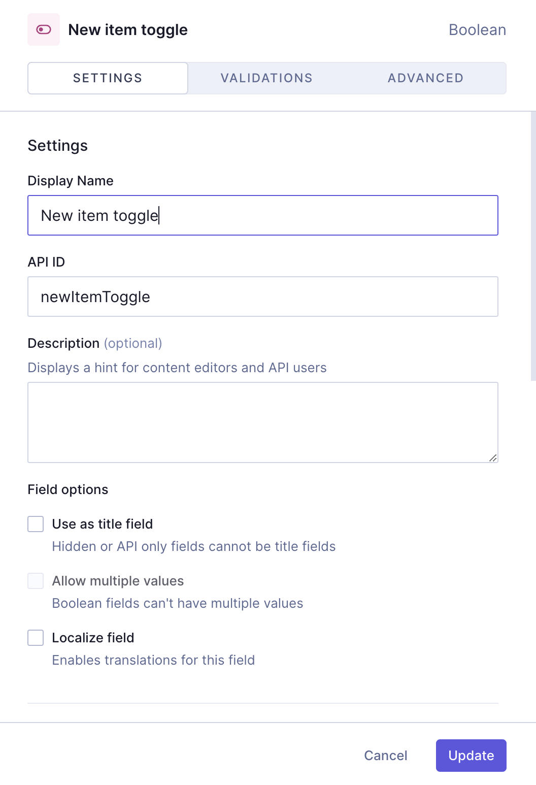 Navigation item component - Toggle