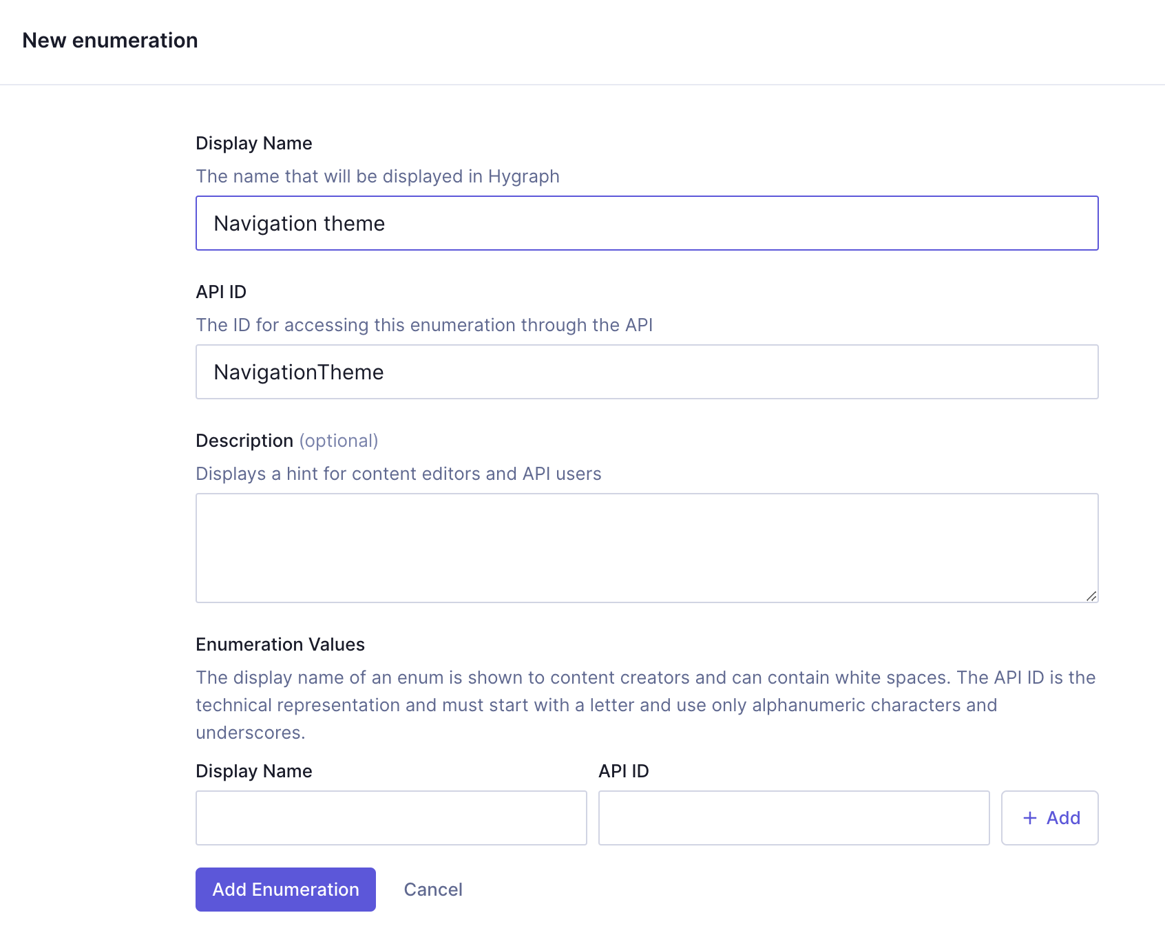 Sectioned navigation - Theme enumeration