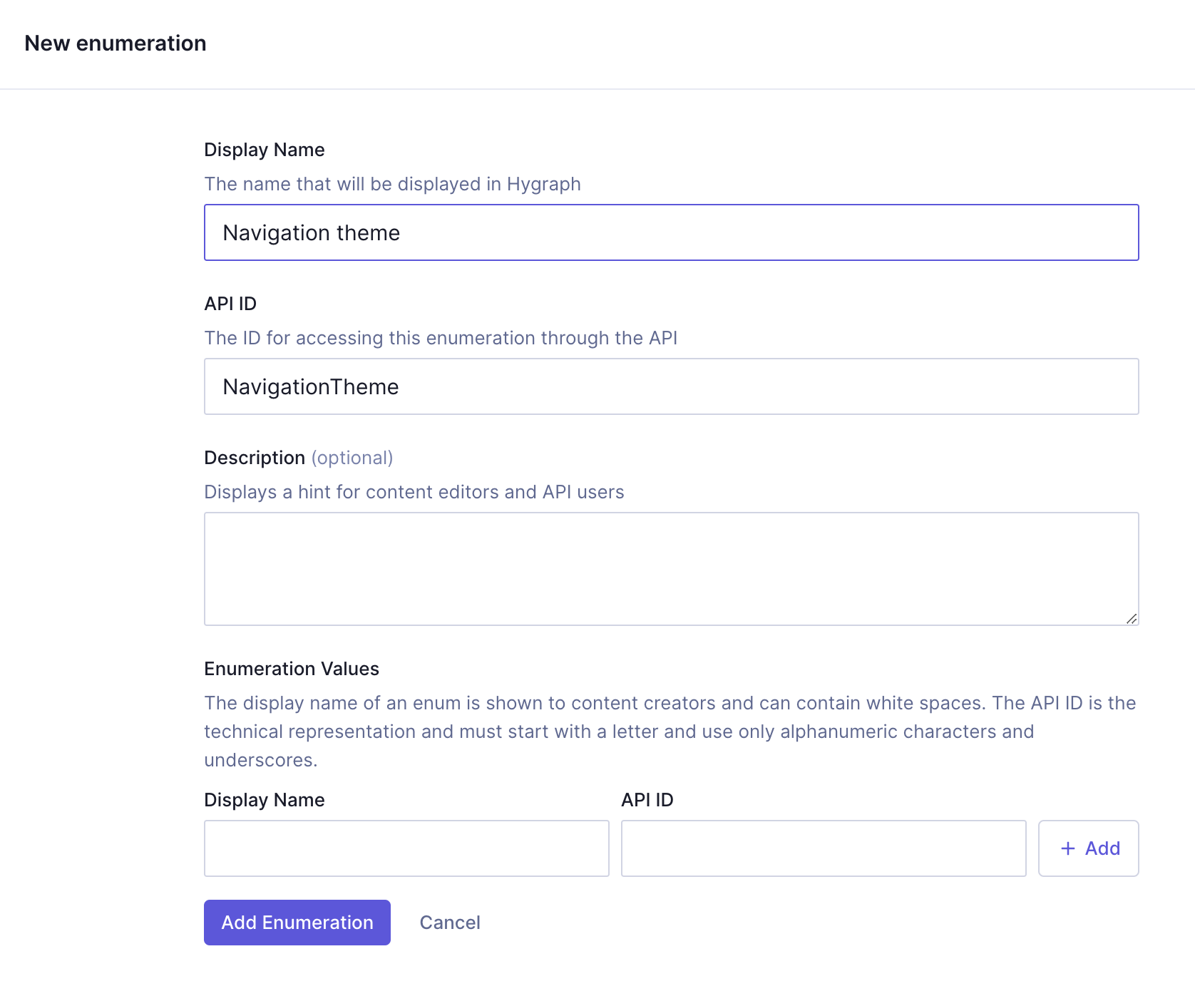 Themes enumeration